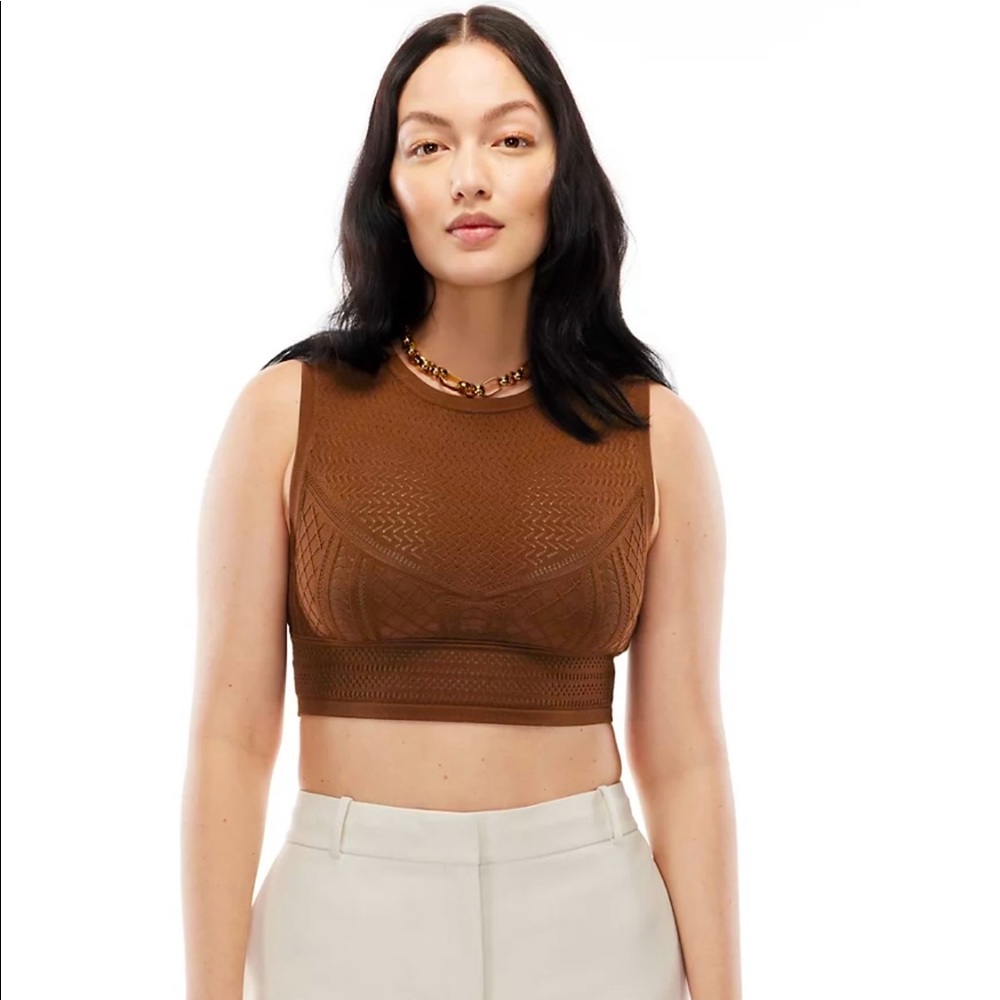 Aritzia Babaton Pointelle Tank Top in brown/taupe.